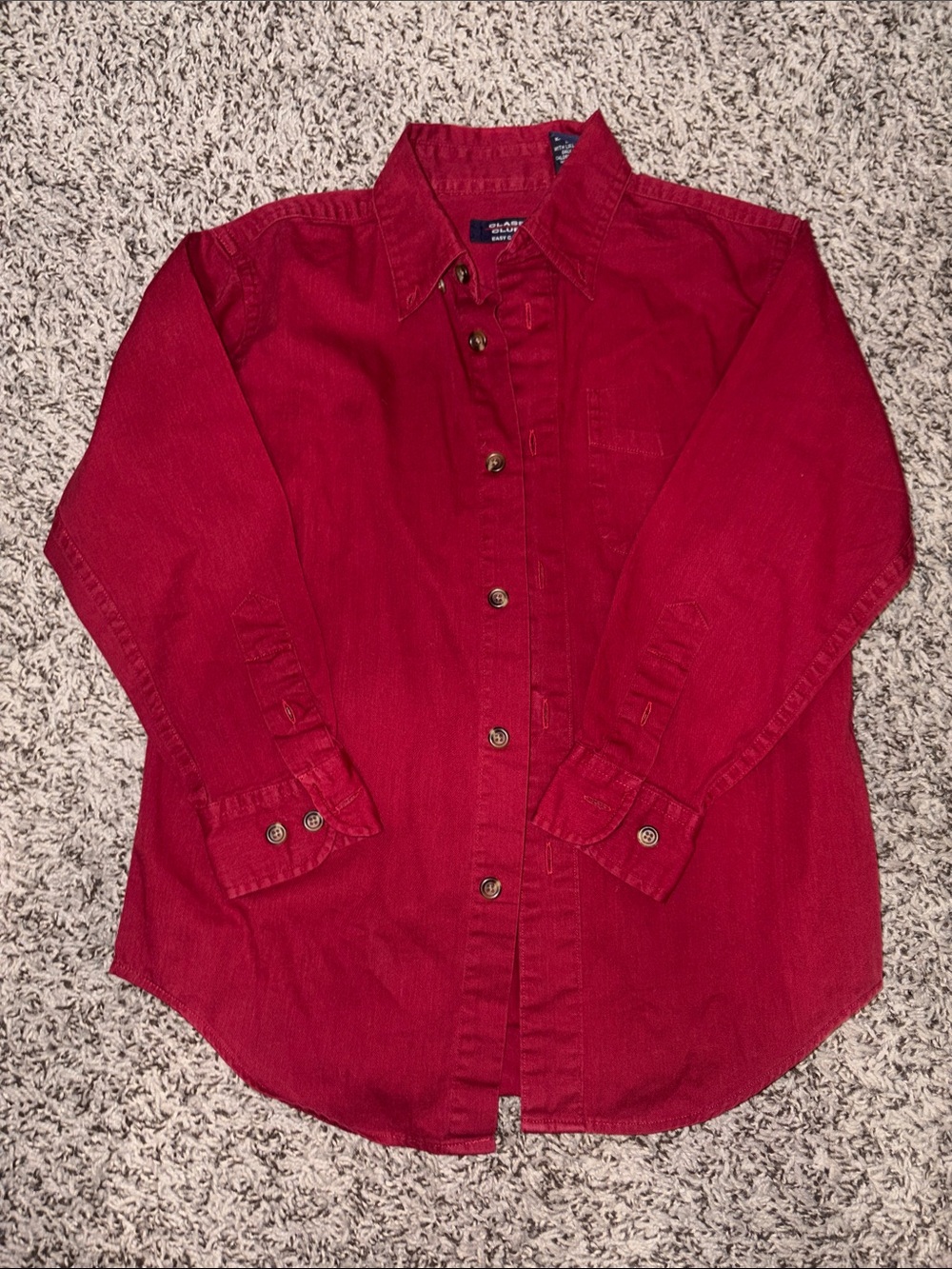CLEARANCE 4 for $12 - Classic Button-Up Shirt in Deep Red Burgundy size 6